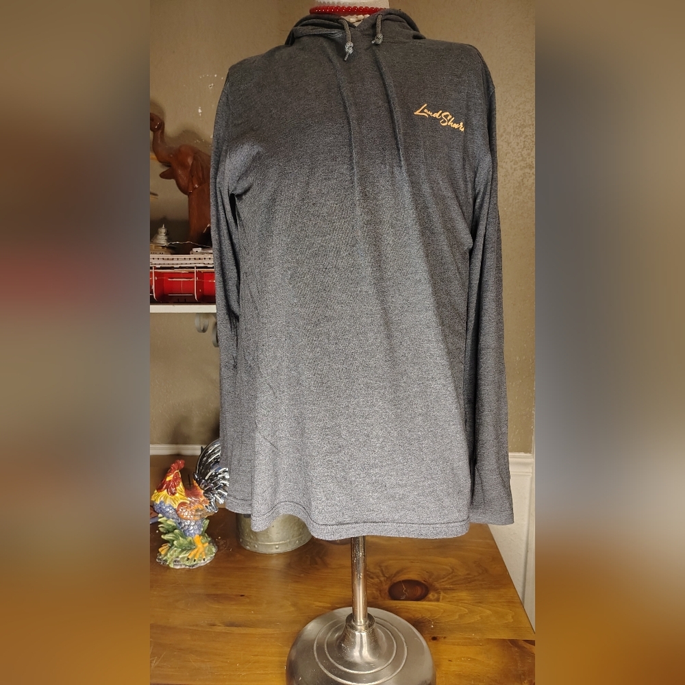 Margaritaville Land Shark Long Sleeve T-Shirt hood - Palm Tree Design Men's L - Picture 6 of 6